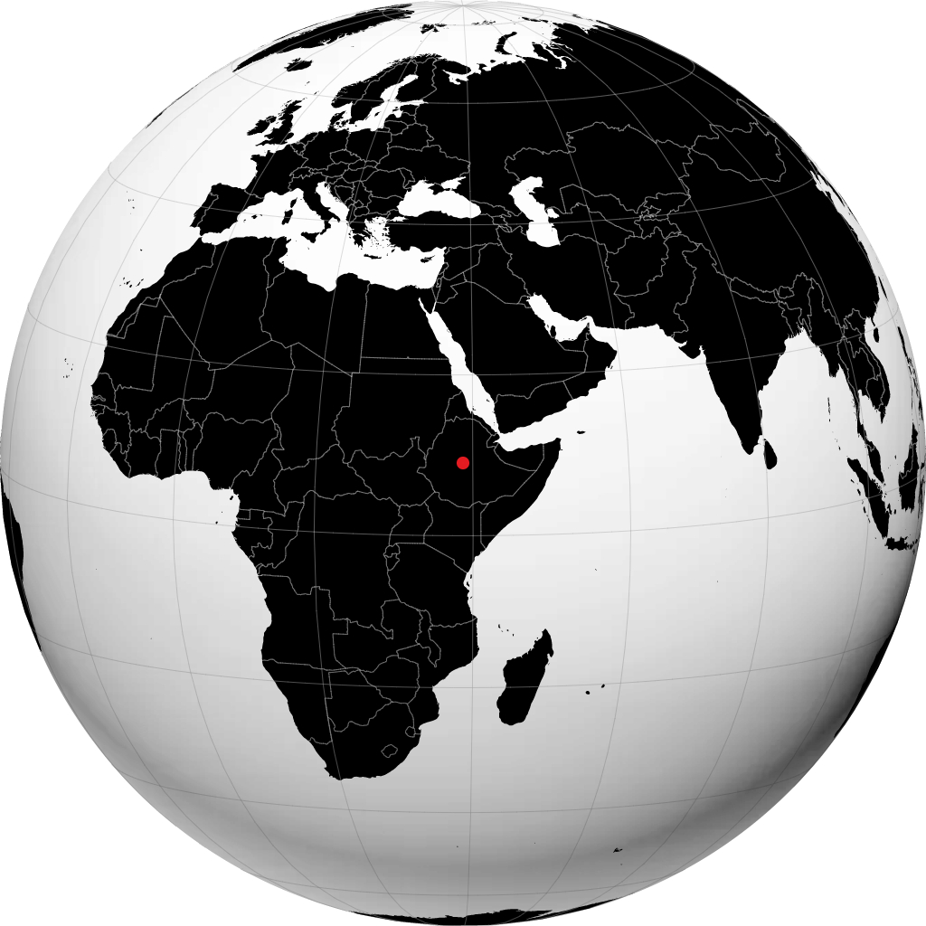 Addis Ababa kwenye globu