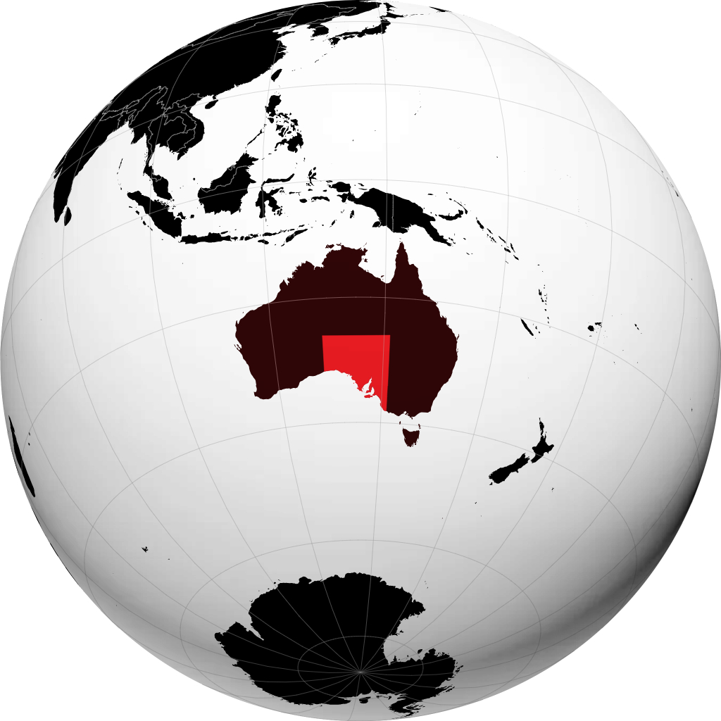 Australia Kusini kwenye globu