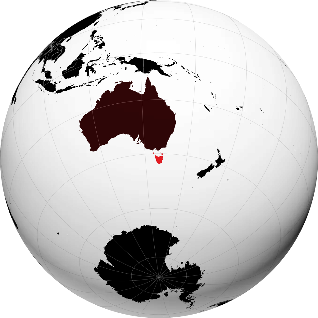 Tasmania kwenye globu