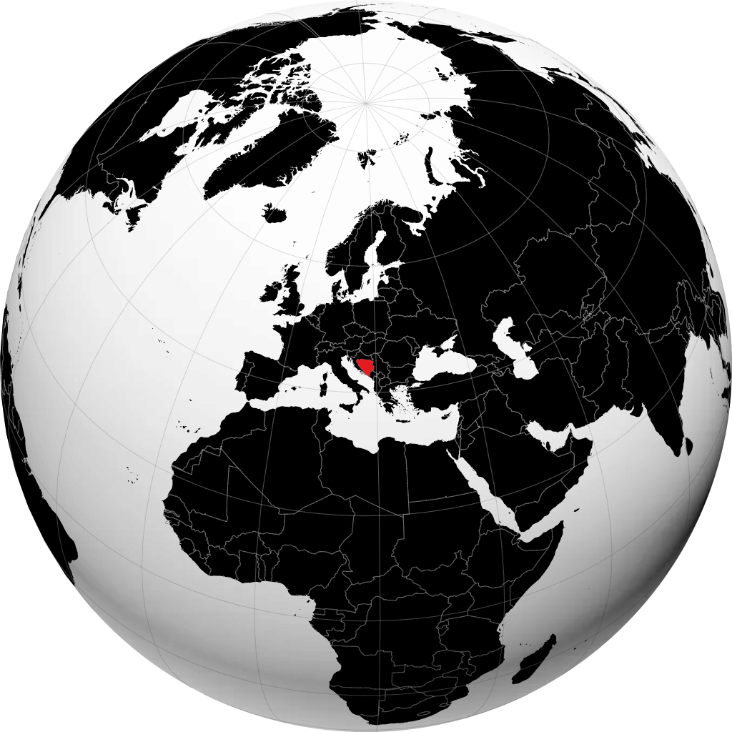 Bosnia na Herzegovina kwenye globu