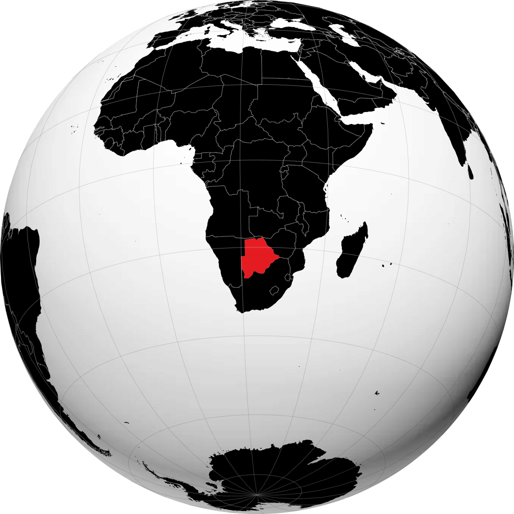 Botswana kwenye globu