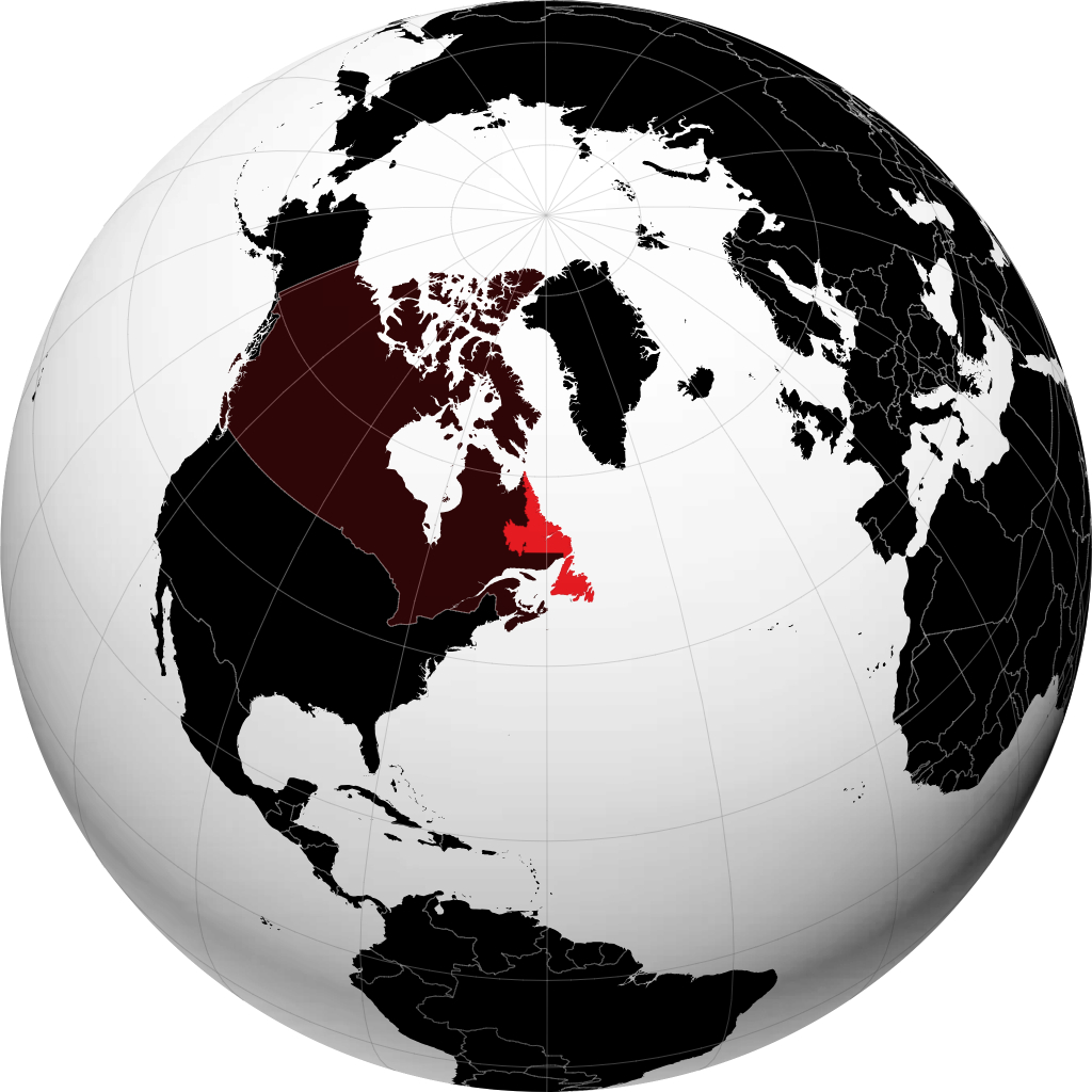 Newfoundland na Labrador kwenye globu