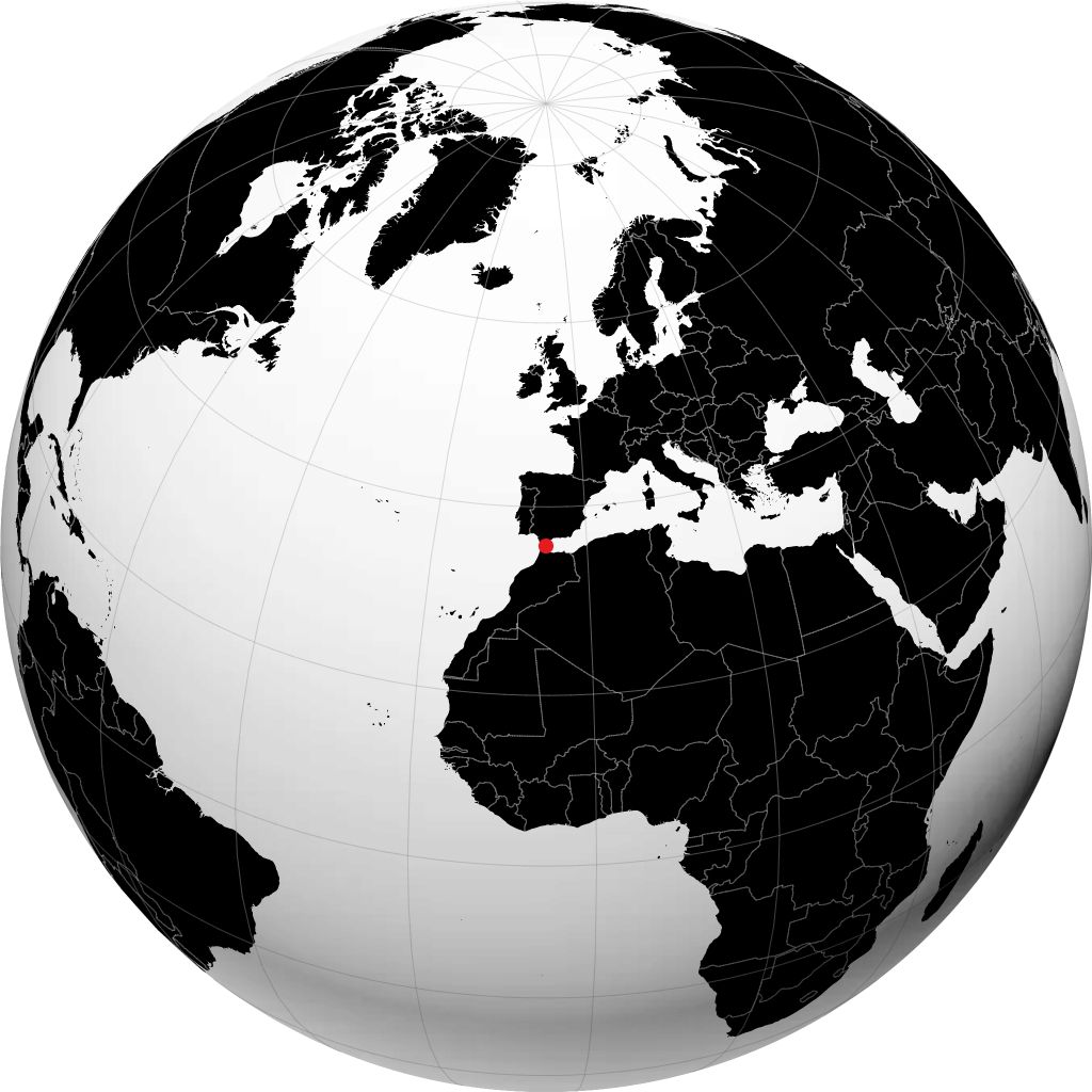 Ceuta kwenye globu