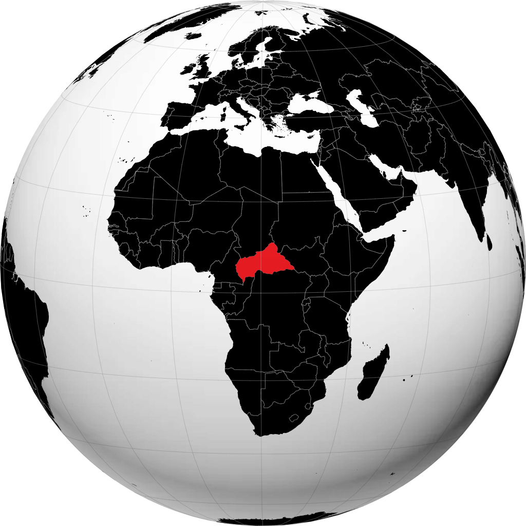 Jamhuri ya Afrika ya Kati kwenye globu