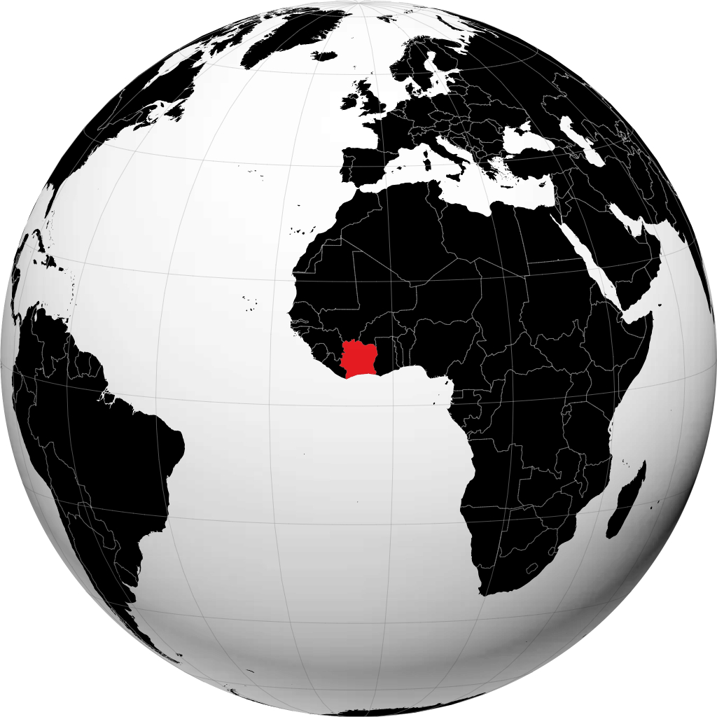 Côte d'Ivoire kwenye globu