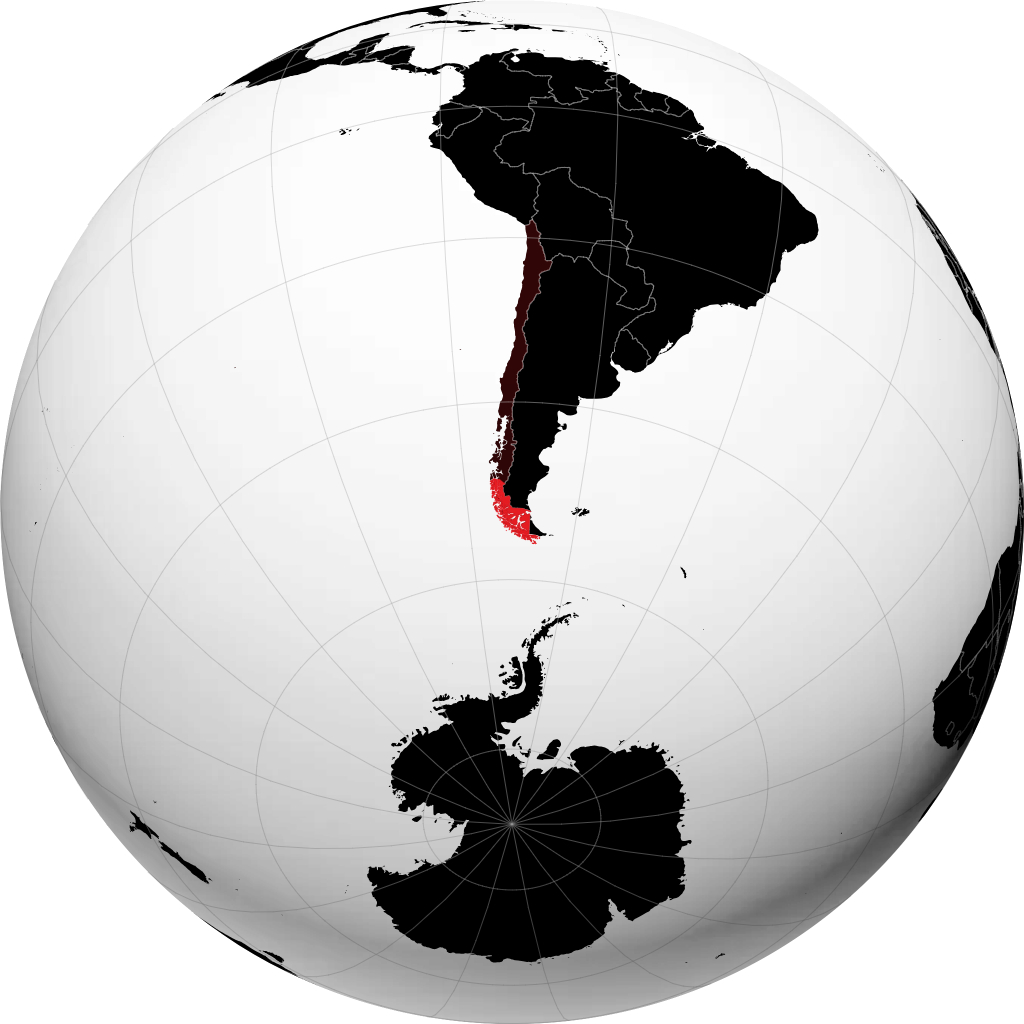 Mkoa wa Magallanes na Antaktika ya Chile kwenye globu