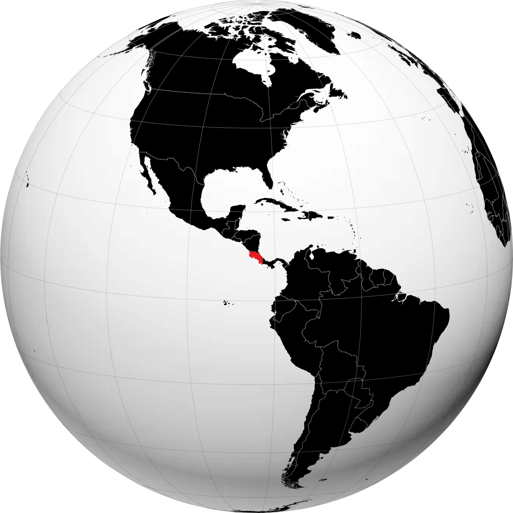 Costa Rica kwenye globu