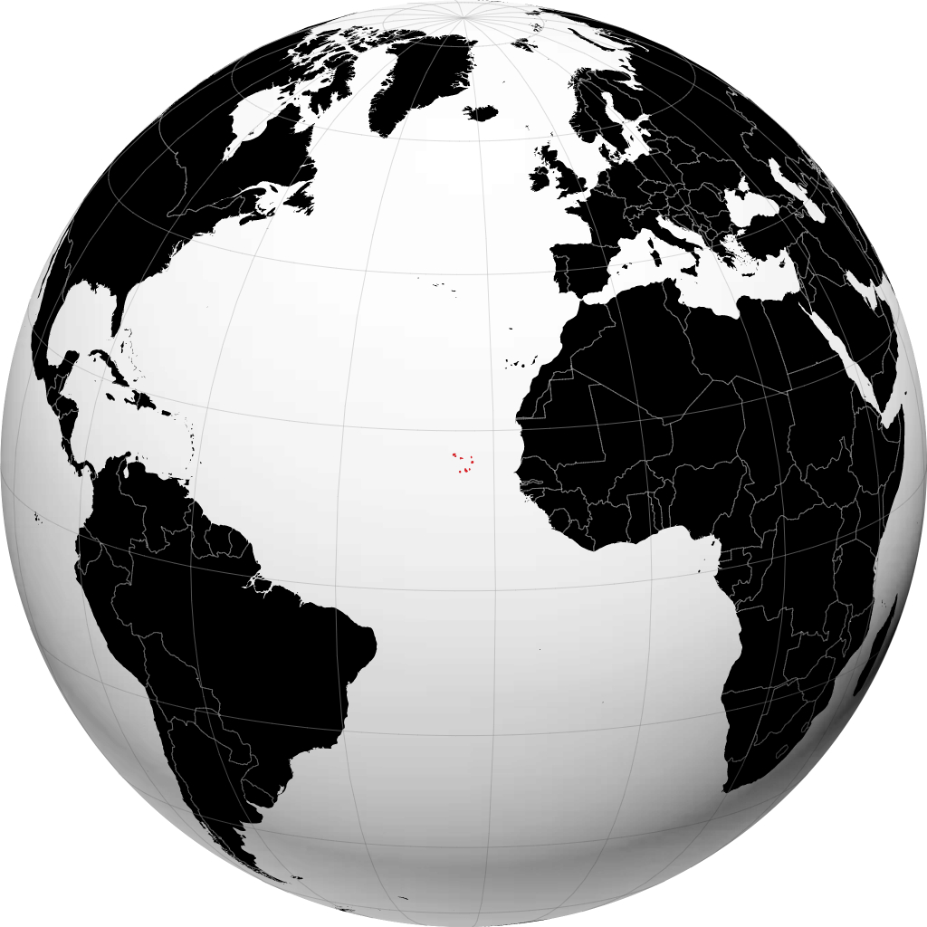 Cape Verde kwenye globu