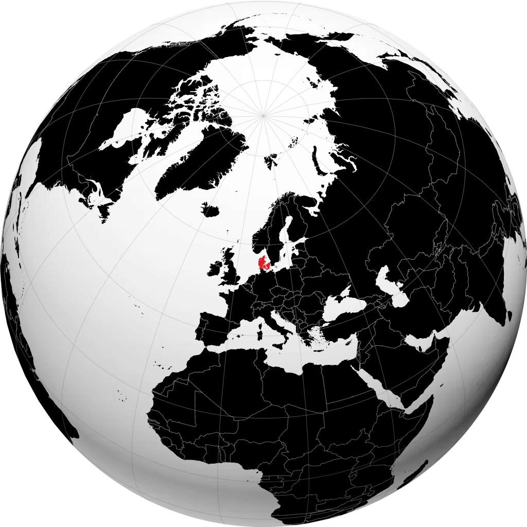 Denmark kwenye globu