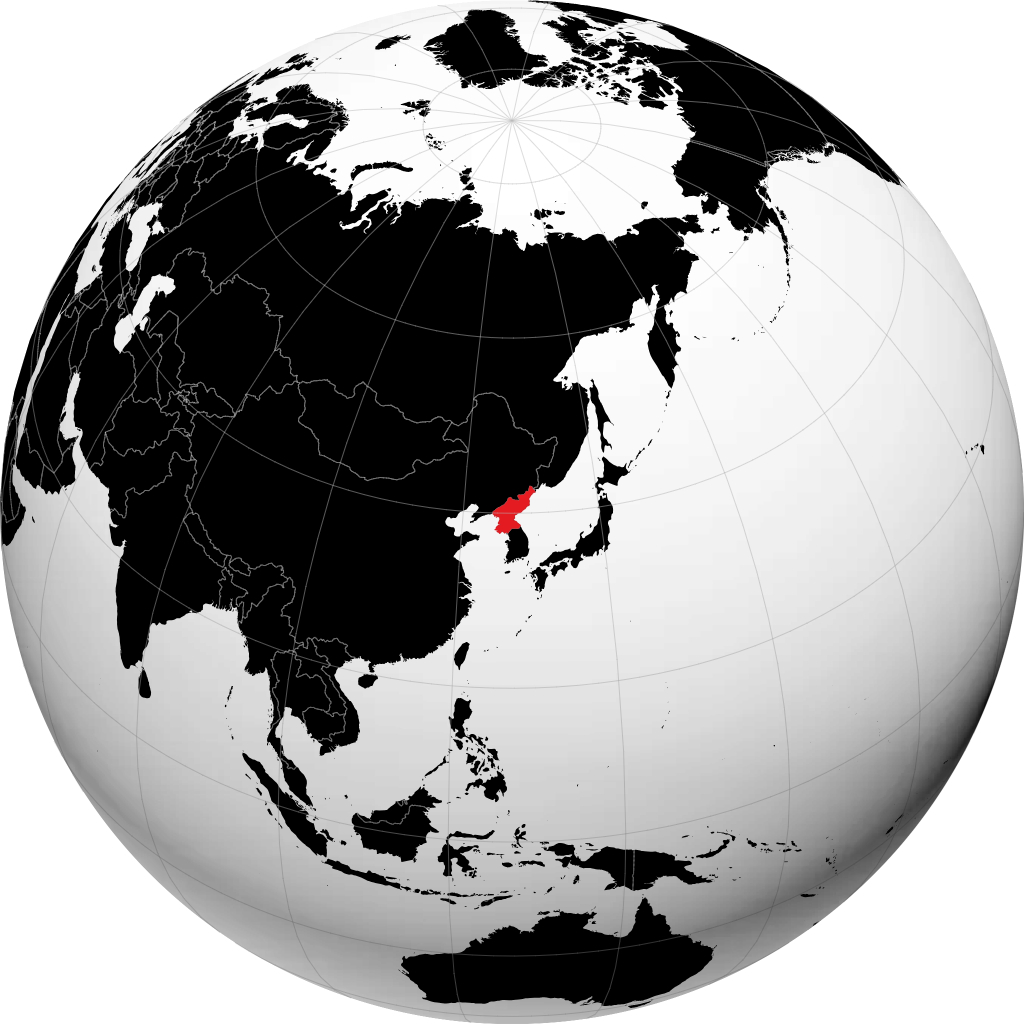Korea Kaskazini kwenye globu