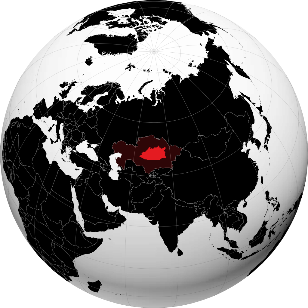 Mkoa wa Karaganda kwenye globu