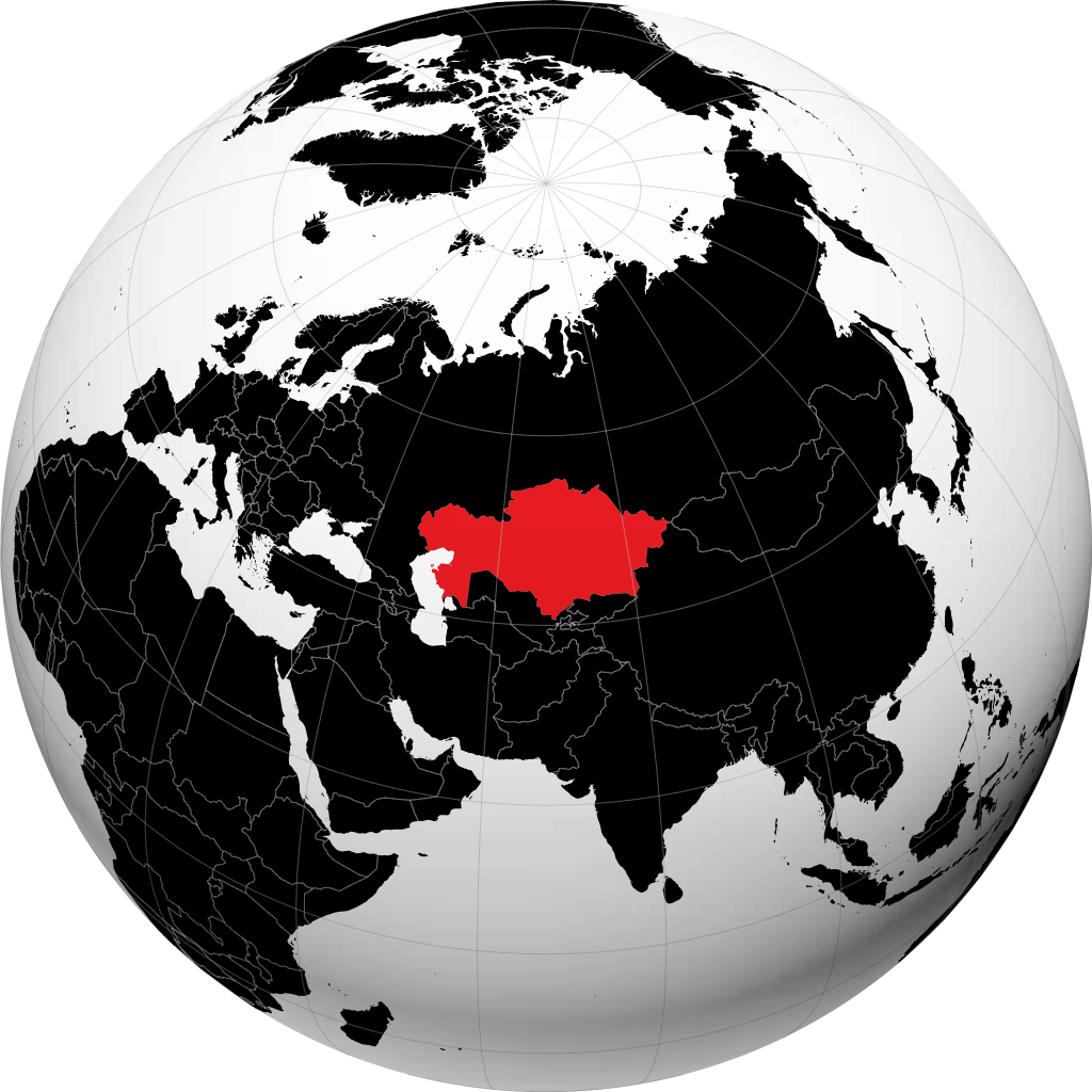 Kazakhstan kwenye globu