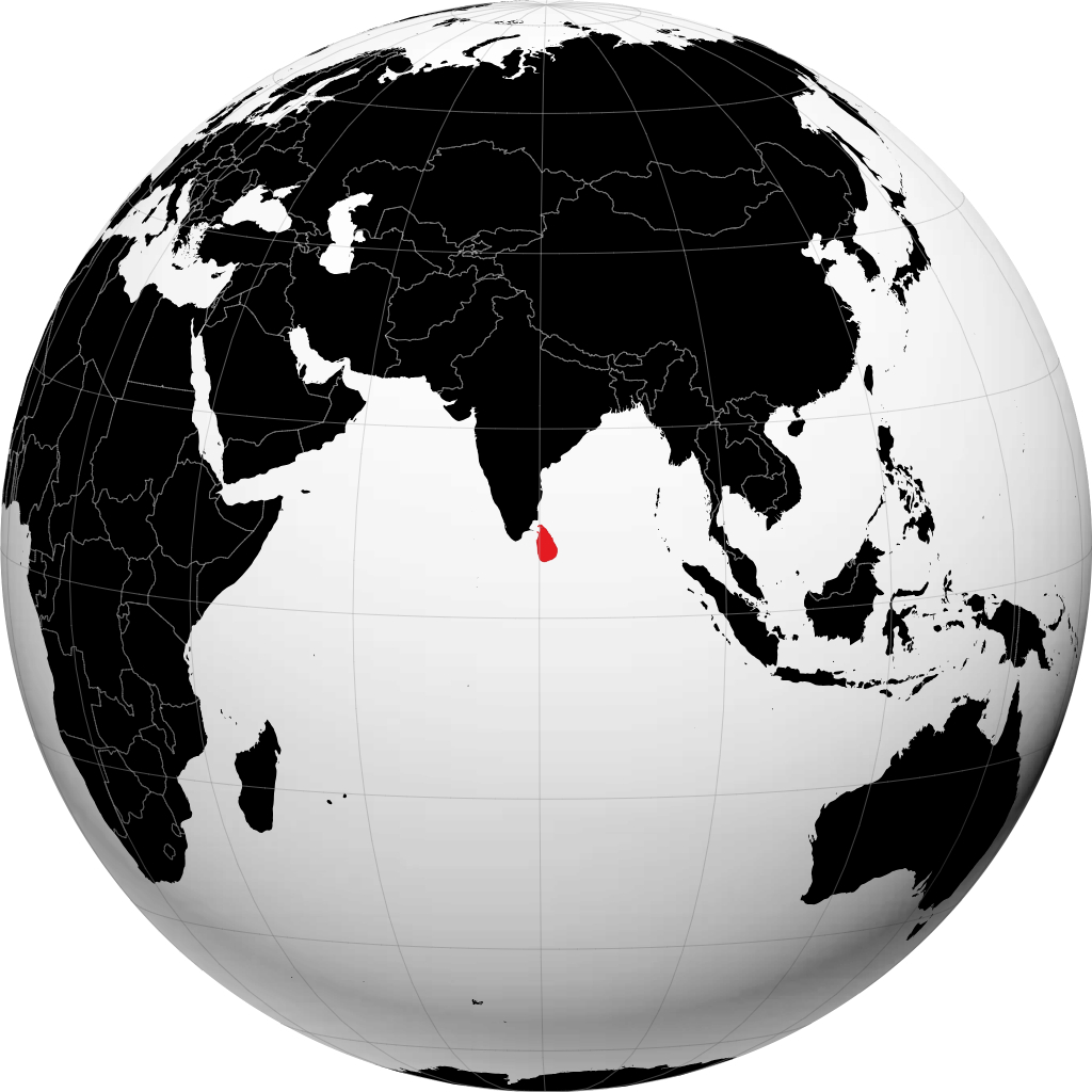 Sri Lanka kwenye globu