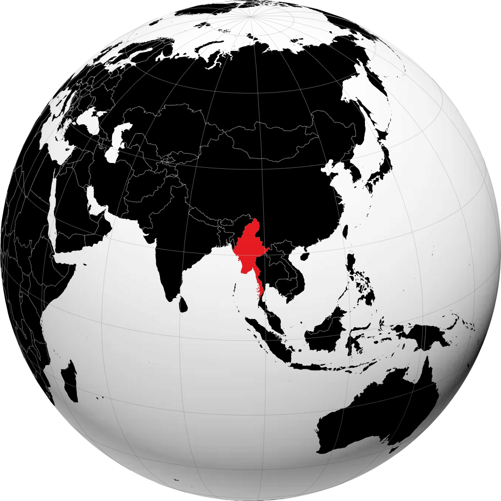 Myanmar kwenye globu