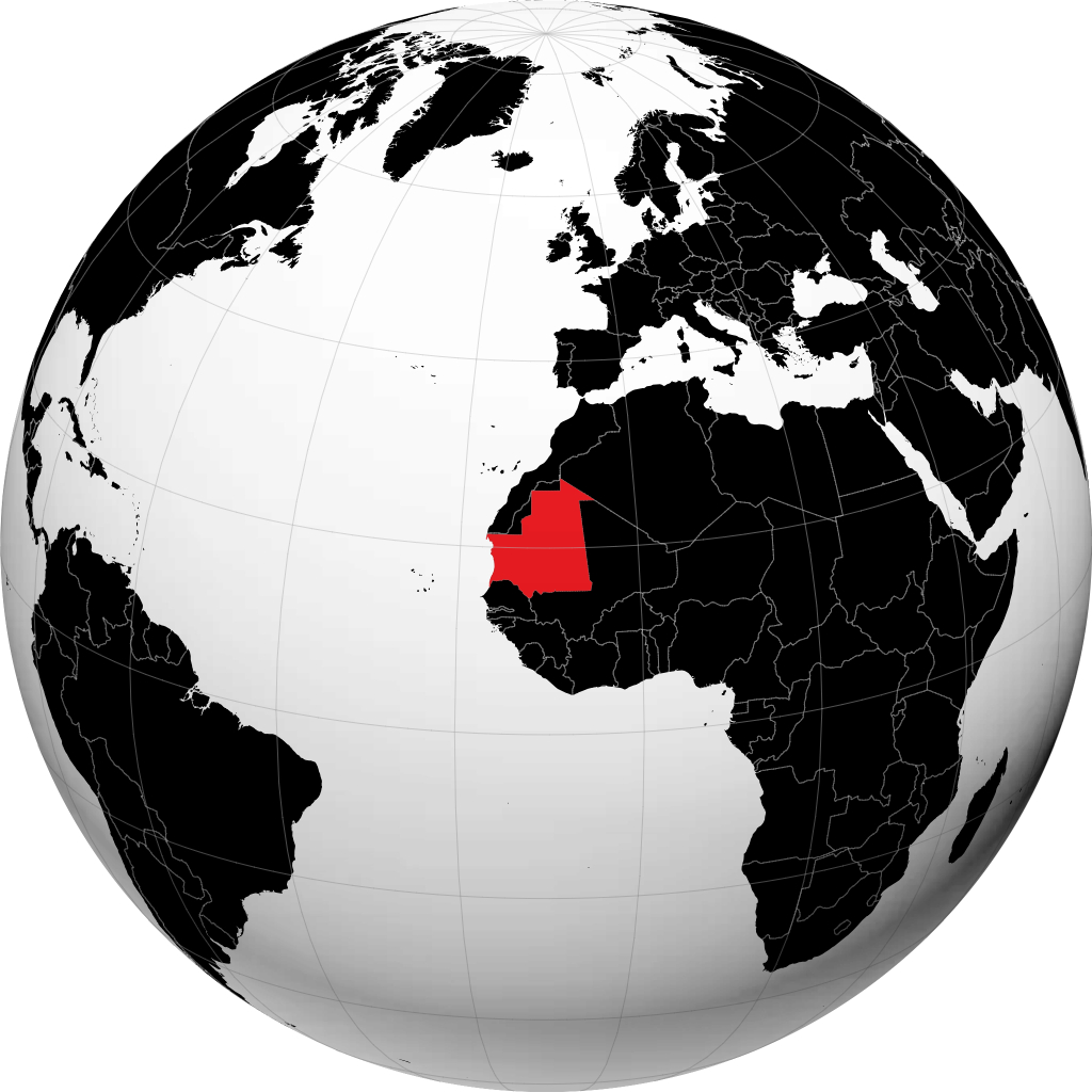 Mauritania kwenye globu