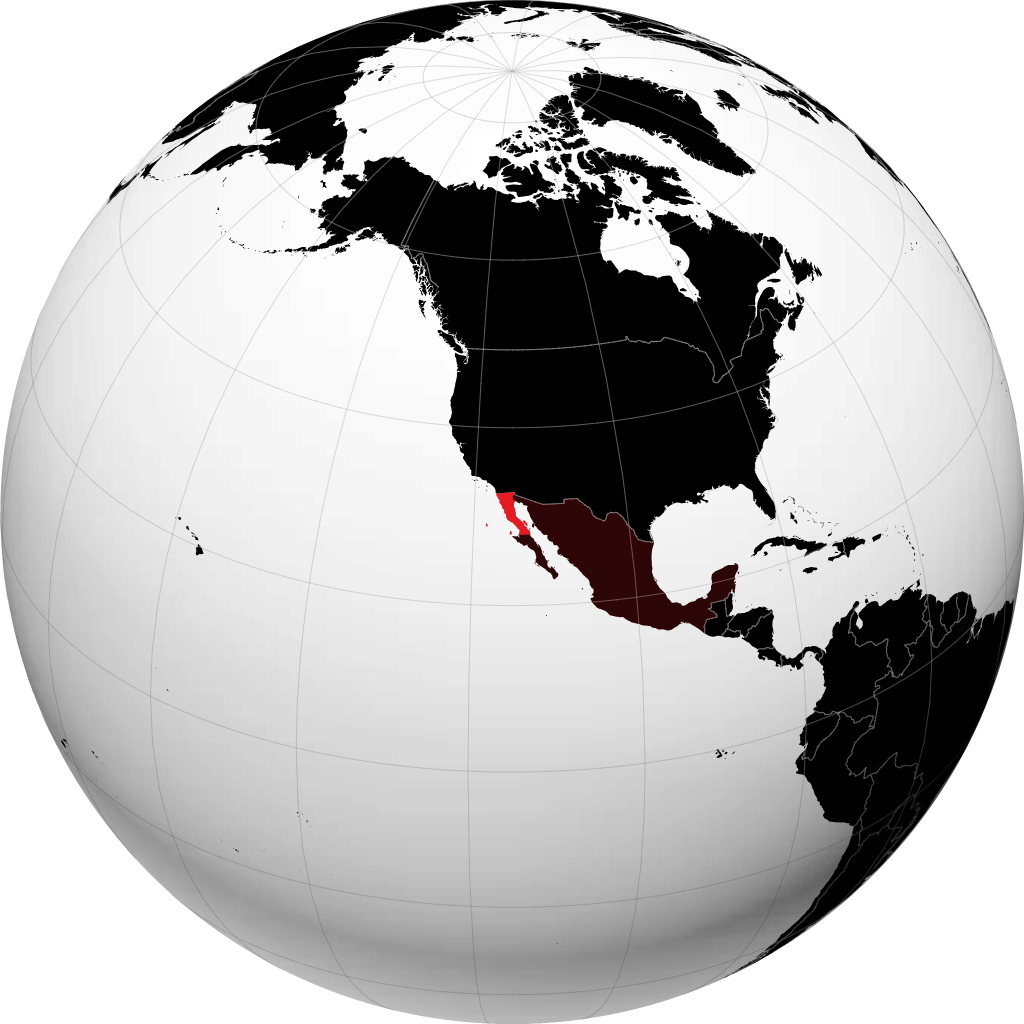 Jimbo la Baja California kwenye globu