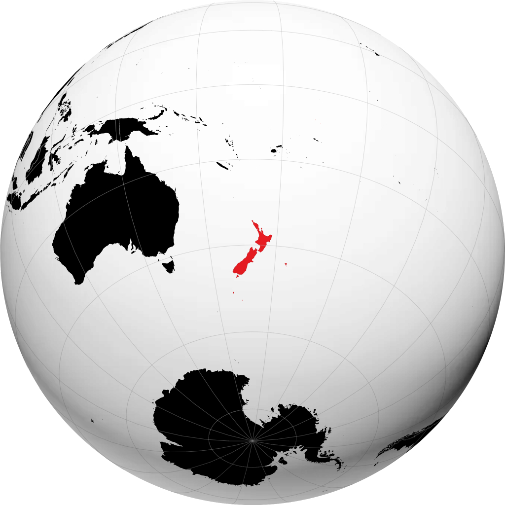 New Zealand kwenye globu