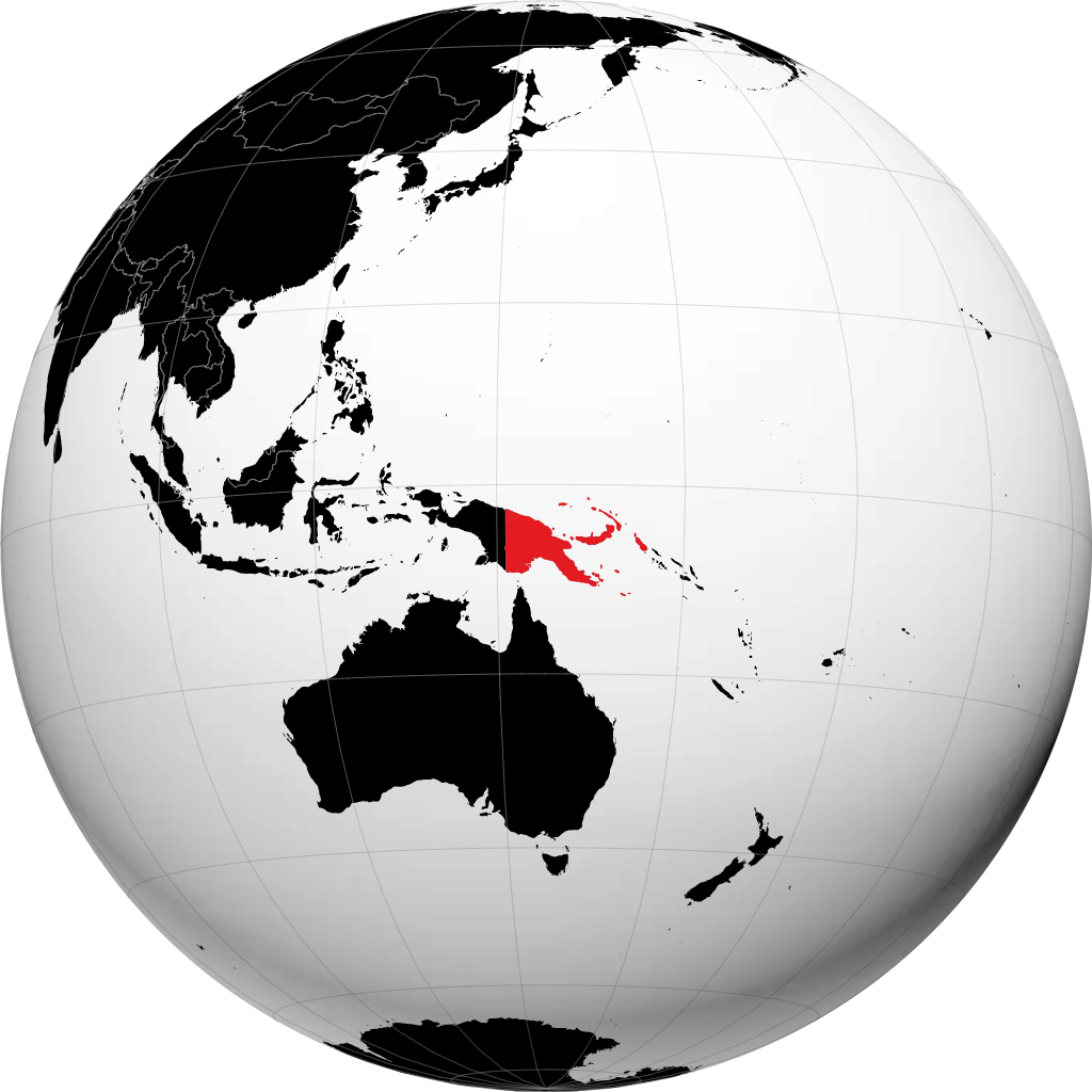 Papua New Guinea kwenye globu
