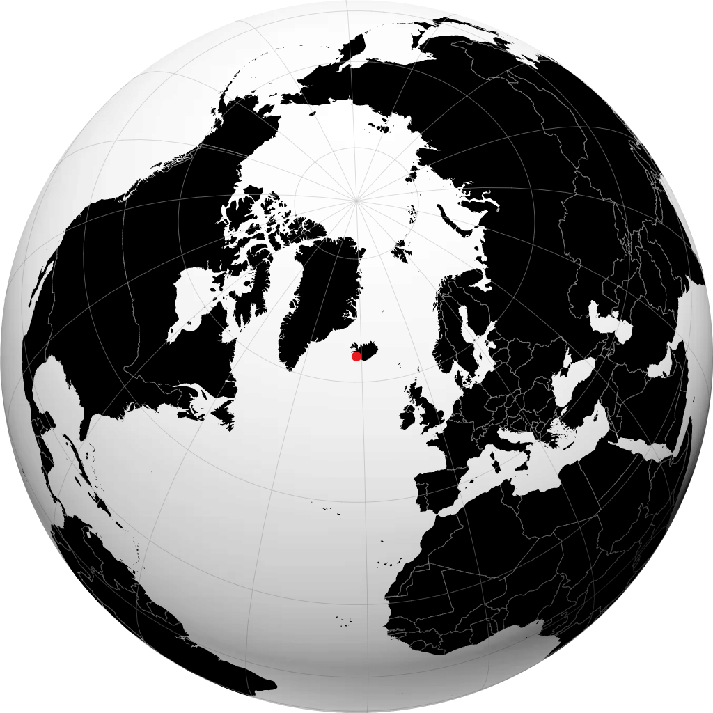 Reykjavík kwenye globu
