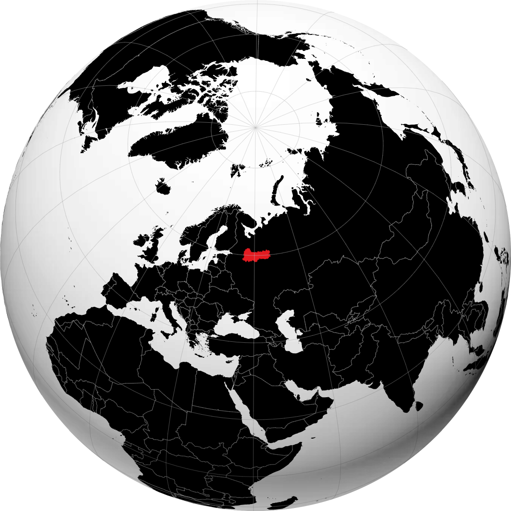 Mkoa wa Vologodskaya kwenye globu