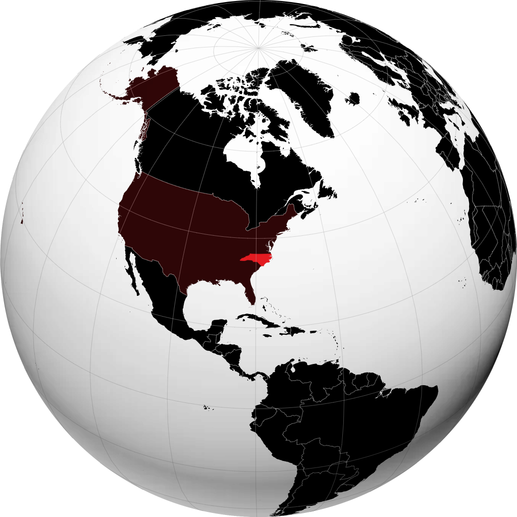North Carolina kwenye globu