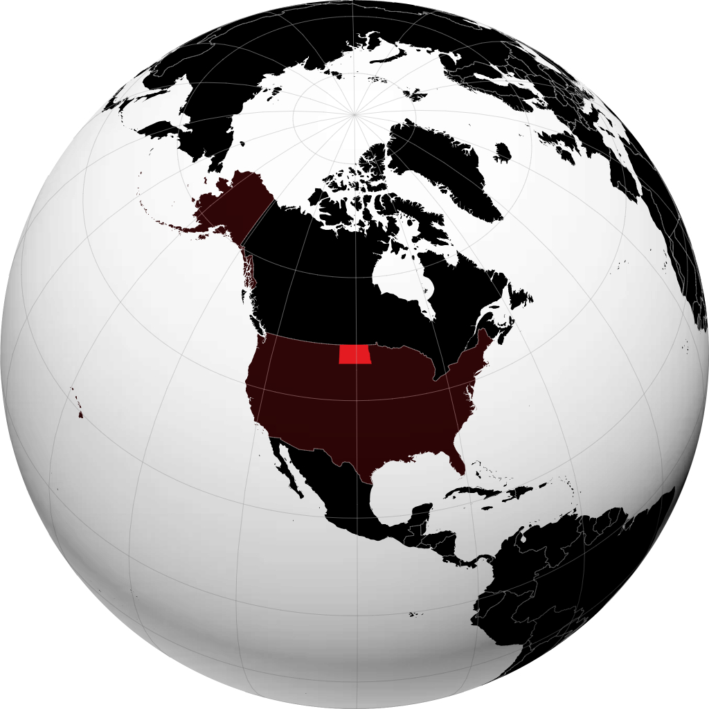 North Dakota kwenye globu