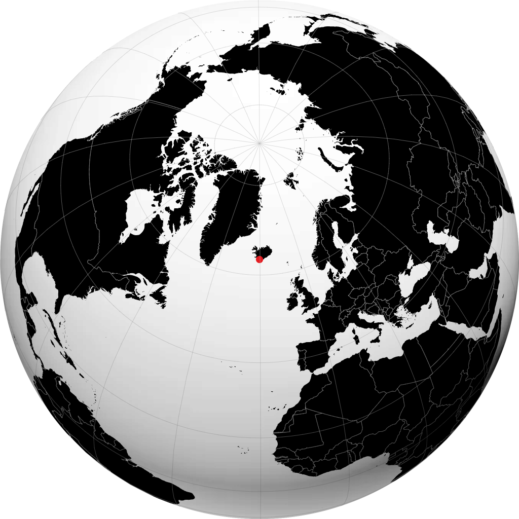 Vestmannaeyjar kwenye globu